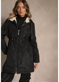 Czarna Kurtka Parka w Stylu Casual Ocieplana Futerkiem Olleania ze sklepu renee.pl w kategorii Kurtki damskie - zdjęcie 186659706