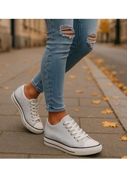 Białe trampki sneakersy na niskim koturnie /G8-1 16615 T096/ ze sklepu Pantofelek24.pl w kategorii Trampki damskie - zdjęcie 186661556
