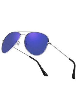 Okulary Pilotki srebrno niebieskie aviator przeciwsłoneczne 2163c ze sklepu Stylion w kategorii Okulary przeciwsłoneczne męskie - zdjęcie 186669518