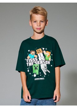 Sinsay - Bawełniana koszulka z nadrukiem Minecraft - zielony ze sklepu Sinsay w kategorii T-shirty chłopięce - zdjęcie 186674237