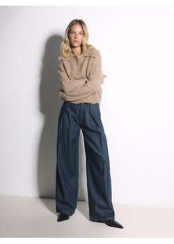 Reserved - Jeansy wide leg z zakładkami - granatowy ze sklepu Reserved w kategorii Jeansy damskie - zdjęcie 186681705