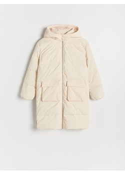 Reserved - Długi płaszcz z puchem - kremowy ze sklepu Reserved w kategorii Płaszcze dziewczęce - zdjęcie 186681866