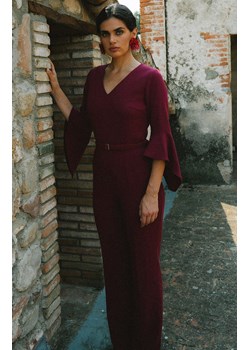 Stylove bordowy kombinezon damski z falbaną przy rękawie S416, Kolor bordowy, Rozmiar L, Stylove ze sklepu Primodo w kategorii Kombinezony damskie - zdjęcie 186686008