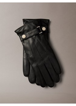Calvin Klein Męskie rękawiczki skórzane Mężczyźni skóra czarny jednolity ze sklepu vangraaf w kategorii Rękawiczki męskie - zdjęcie 186693956