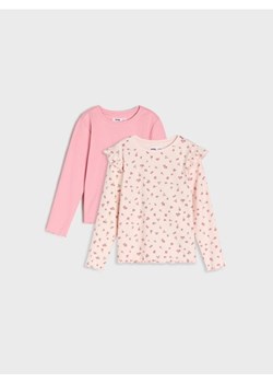 Sinsay - Prążkowana koszulka 2 pack - wielobarwny ze sklepu Sinsay w kategorii Bluzki dziewczęce - zdjęcie 186696157