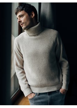 Reserved - Wełniany sweter z golfem - beżowy - id: 455GQ-08M - marki Reserved - 186696668 Reserved - Wełniany sweter z golfem - beżowy ze sklepu Reserved w kategorii Swetry męskie - zdjęcie 186696668