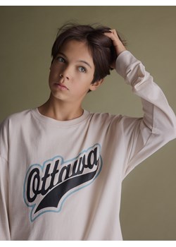Reserved - Bawełniany longsleeve - kremowy - id: 606FJ-02X - marki Reserved - 186696715 Reserved - Bawełniany longsleeve - kremowy ze sklepu Reserved w kategorii T-shirty męskie - zdjęcie 186696715