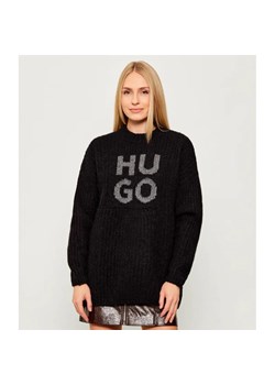 HUGO Wełniany sweter Sloguis | Loose fit ze sklepu Gomez Fashion Store w kategorii Swetry damskie - zdjęcie 186697259