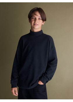 Reserved - Bawełniany longsleeve z półgolfem - czarny ze sklepu Reserved w kategorii Bluzy chłopięce - zdjęcie 186698446