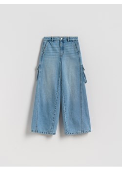Reserved - Jeansy super wide leg z kieszeniami cargo - niebieski ze sklepu Reserved w kategorii Spodnie dziewczęce - zdjęcie 186698847