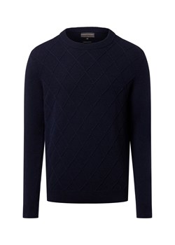 Finshley & Harding Męski sweter z dzianiny z wełną i kaszmirem Mężczyźni Sztuczne włókno granatowy wypukły wzór tkaniny ze sklepu vangraaf w kategorii Swetry męskie - zdjęcie 186698977