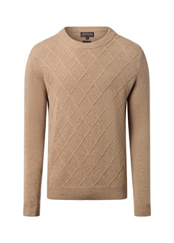 Finshley & Harding Męski sweter z dzianiny z wełną i kaszmirem Mężczyźni Sztuczne włókno taupe wypukły wzór tkaniny ze sklepu vangraaf w kategorii Swetry męskie - zdjęcie 186698978