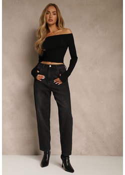 Czarne Jeansy Mom Fit High Waist z Dodatkiem Wiskozy Aclonea ze sklepu renee.pl w kategorii Jeansy damskie - zdjęcie 186699127