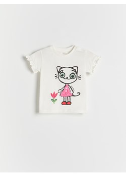 Reserved - T-shirt Kicia Kocia - złamana biel ze sklepu Reserved w kategorii Bluzki dziewczęce - zdjęcie 186701567