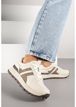 Beżowe Sneakersy z Ozdobnymi Przeszyciami Alentia ze sklepu born2be.pl w kategorii Buty sportowe damskie - zdjęcie 186701967