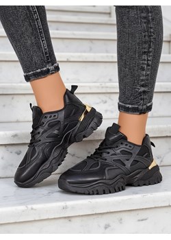 Stilosa Luma Czarne Sneakersy Damskie z Ekologicznej Skóry ze sklepu royalfashion.pl w kategorii Buty sportowe damskie - zdjęcie 186704205