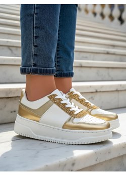 Bella Glamour Złoty Sneakers Damskie ze sklepu royalfashion.pl w kategorii Buty sportowe damskie - zdjęcie 186704217