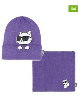 Karl Lagerfeld Kids 2-częściowy zestaw w kolorze fioletowym ze sklepu Limango Polska w kategorii Czapki dziecięce - zdjęcie 186706118