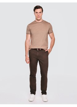 Koszulka męska z logo BIG STAR na piersi brązowa Lobber 804 ze sklepu Big Star w kategorii T-shirty męskie - zdjęcie 186707055