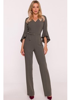Stylove kombinezon damski z falbaną przy rękawie w kolorze khaki S416, Kolor khaki, Rozmiar L, Stylove ze sklepu Primodo w kategorii Kombinezony damskie - zdjęcie 186709096