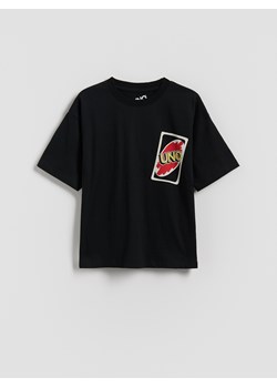 Reserved - T-shirt z nadrukiem UNO - czarny ze sklepu Reserved w kategorii T-shirty chłopięce - zdjęcie 186711776
