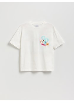 Reserved - T-shirt oversize z nadrukiem - złamana biel ze sklepu Reserved w kategorii T-shirty chłopięce - zdjęcie 186711799