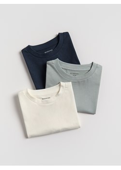 Reserved - Bawełniany t-shirt 3 pack - złamana biel ze sklepu Reserved w kategorii T-shirty chłopięce - zdjęcie 186711968