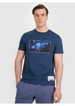 Męski t-shirt z nadrukiem 4F 4FRAW25TTSHM3298 - turkusowy ze sklepu Sportstylestory.com w kategorii T-shirty męskie - zdjęcie 186715266