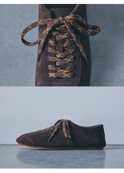 Mohito - Skórzane sneakersy - ciemnobrązowy - id: 857GQ-89X - marki Mohito - 186717055 Mohito - Skórzane sneakersy - ciemnobrązowy ze sklepu Mohito w kategorii Trampki damskie - zdjęcie 186717055