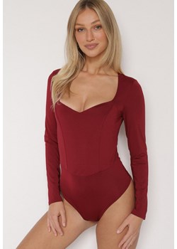 Bordowe Body z Wiskozą i Kwadratowym Dekoltem Labiene ze sklepu born2be.pl w kategorii Body damskie - zdjęcie 186717689