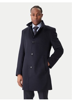 BOSS Płaszcz wełniany H-Hyde 50551078 Granatowy Slim Fit ze sklepu MODIVO w kategorii Płaszcze męskie - zdjęcie 186720899