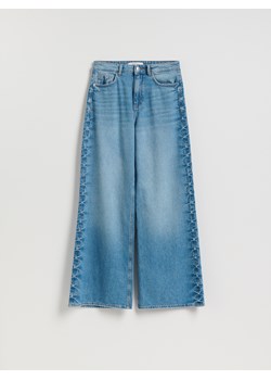 Reserved - Jeansy wide leg z okuciami - niebieski ze sklepu Reserved w kategorii Jeansy damskie - zdjęcie 186725008