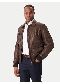 Aeronautica Militare Kurtka skórzana 252PN0846U100839 Brązowy Regular Fit ze sklepu MODIVO w kategorii Kurtki męskie - zdjęcie 186729379