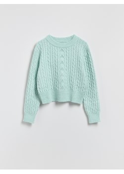 Reserved - Sweter z dekoracyjnym splotem - jasnoturkusowy ze sklepu Reserved w kategorii Swetry damskie - zdjęcie 186734566