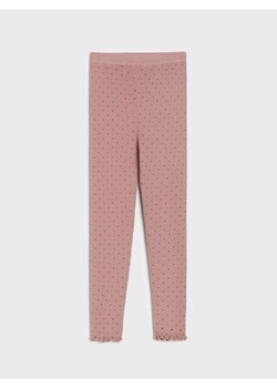 Sinsay - Prążkowane legginsy z wykończeniem falbankowym - beżowy - id: YJ988-80X - marki Sinsay - 186735688 Sinsay - Prążkowane legginsy z wykończeniem falbankowym - beżowy ze sklepu Sinsay w kategorii Spodnie dziewczęce - zdjęcie 186735688