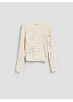 Reserved - Sweter z ozdobnym splotem - kremowy ze sklepu Reserved w kategorii Swetry damskie - zdjęcie 186739116