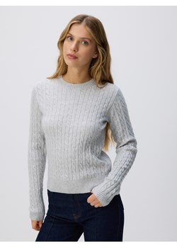 Reserved - Sweter z ozdobnym splotem - jasnoszary ze sklepu Reserved w kategorii Swetry damskie - zdjęcie 186739125