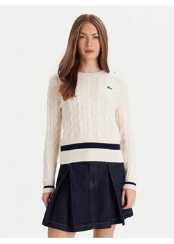 Lacoste Sweter AF4159 Écru Regular Fit ze sklepu MODIVO w kategorii Swetry damskie - zdjęcie 186741048
