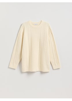Reserved - Sweter oversize z warkoczowym splotem - kremowy - id: 297GP-02X - marki Reserved - 186742305 Reserved - Sweter oversize z warkoczowym splotem - kremowy ze sklepu Reserved w kategorii Swetry damskie - zdjęcie 186742305