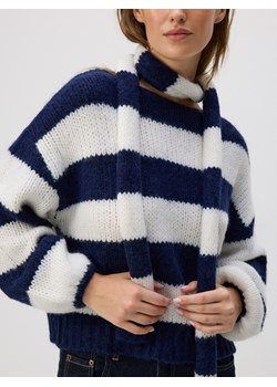 Reserved - Sweter z szalem - granatowy ze sklepu Reserved w kategorii Swetry damskie - zdjęcie 186742436
