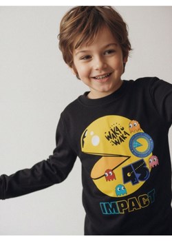 Sinsay - Bawełniana koszulka z nadrukiem Pacman - czarny ze sklepu Sinsay w kategorii T-shirty chłopięce - zdjęcie 186743975