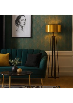 Czarna lampa podłogowa ze złotym abażurem w stylu glamour MOSS MIRROR - id: 6748 - marki Ciekot Partners Sp. Z O. O. - 186748597 Czarna lampa podłogowa ze złotym abażurem w stylu glamour MOSS MIRROR ze sklepu Lysne w kategorii Lampy podłogowe - zdjęcie 186748597