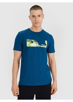 Męski t-shirt z nadrukiem 4F 4FWSS25TTSHM2030 - turkusowy ze sklepu Sportstylestory.com w kategorii T-shirty męskie - zdjęcie 186749076