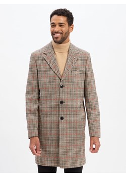 Finshley & Harding London Płaszcz z zawartością wełny Mężczyźni Sztuczne włókno brązowy w kratkę ze sklepu vangraaf w kategorii Płaszcze męskie - zdjęcie 186753396