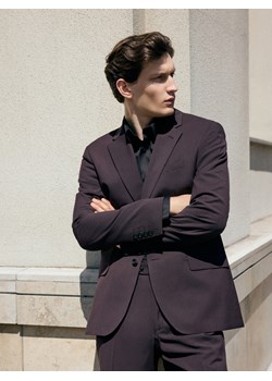 Reserved - Marynarka slim fit z domieszką wiskozy - mahoniowy ze sklepu Reserved w kategorii Marynarki męskie - zdjęcie 186757917