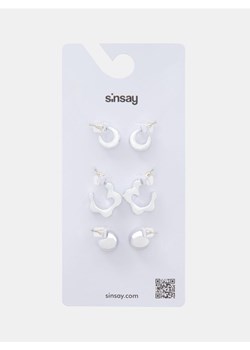 Sinsay - Kolczyki z błyszczącym wykończeniem 3 pack - srebrny ze sklepu Sinsay w kategorii Kolczyki - zdjęcie 186762386