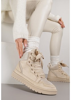 Beżowe Sneakersy z Ozdobnymi Sznurówkami Eveslia ze sklepu born2be.pl w kategorii Buty sportowe damskie - zdjęcie 186763697
