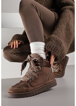 Brązowe Sneakersy Ozdobione Sznurówkami w Geometryczny Wzór Avoslia ze sklepu renee.pl w kategorii Buty sportowe damskie - zdjęcie 186764129