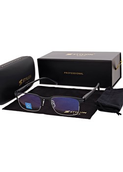 Męskie okulary +2.00 do czytania i komputera Blue Light+Antyrefleks STL281A czarny/grafitowy ze sklepu Stylion w kategorii Okulary korekcyjne męskie - zdjęcie 186766675