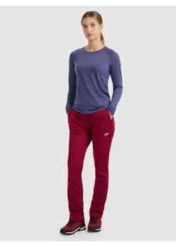 Damskie spodnie softshellowe 4F 4FRAW25TFTRF1236 - czerwone ze sklepu Sportstylestory.com w kategorii Spodnie damskie - zdjęcie 186767326